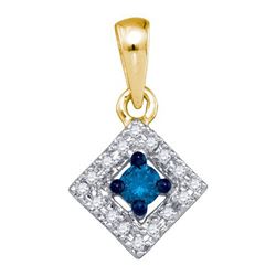 14K Yellow-gold 0.21CT BLUE DIAMOND FASHION PENDANT