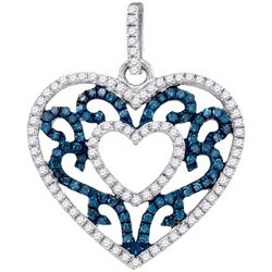 10KT White Gold 0.50CTW BLUE DIAMOND FASHION PENDANT