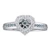Image 1 : 14KT White Gold 0.25CTW BLUE DIAMOND HEART RING