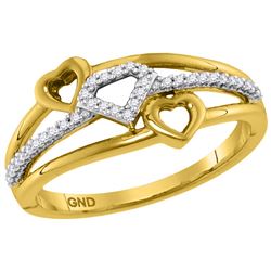 10kt Yellow Gold Womens Round Natural Diamond Double He