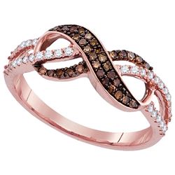 14kt Rose Gold Womens Round Cognac-brown Colored Diamon