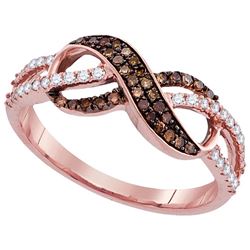 14kt Rose Gold Womens Round Cognac-brown Colored Diamon