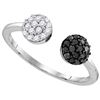 Image 1 : Sterling Silver Womens Round Black Colored Diamond Clus