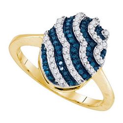 10K Yellow-gold 0.33CTW BLUE DIAMOND FASHION RING