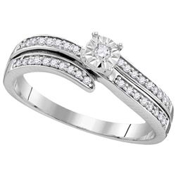 Sterling Silver Womens Round Diamond Solitaire Bridal W