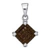 Image 1 : 10KT White Gold 0.15CTW COGNAC DIAMOND MICRO-PAVE PENDA