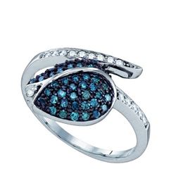 10KT White Gold 0.49CTW BLUE DIAMOND MICRO PAVE RING