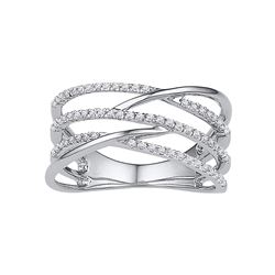 10kt White Gold Womens Round Diamond Triple Row Openwor