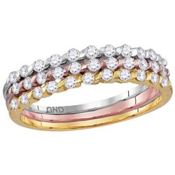 10kt Tri-tone Gold Womens Round Natural Diamond Fashion