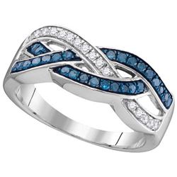 10KT White Gold 0.35CTW BLUE DIAMOND FASHION RING