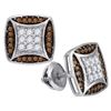 Image 1 : 10KT White Gold 0.50CTW COGNAC DIAMOND MICRO-PAVE EARRI