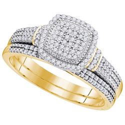 10K Yellow-gold 0.33CTW-Diamond MICRO-PAVE BRIDAL SET