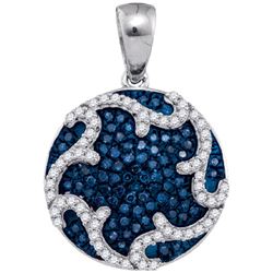 10KT White Gold 0.33CTW BLUE DIAMOND MICRO-PAVE PENDANT