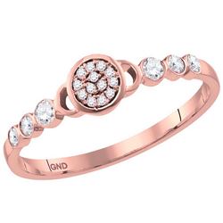 10kt Rose Gold Womens Round Diamond Cluster Stackable B