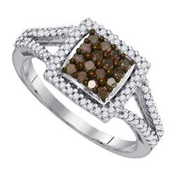 10KT White Gold 0.50CTW COGNAC DIAMOND FASHION RING