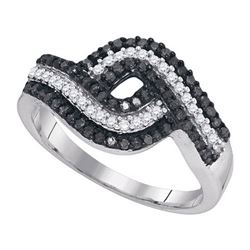 10K White-gold 0.50CTW BLACK DIAMOND FASHION RING