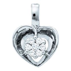 10KT White Gold 0.08CTW DIAMOND HEART PENDANT