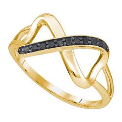 10K Yellow-gold 0.10CTW BLACK DIAMOND FASHION RING