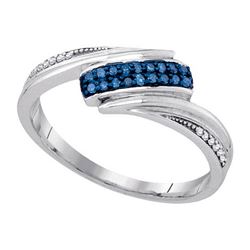 925 Sterling Silver White 0.12CTW-BLUE DIAMOND FASHION