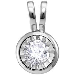 Womens 10K White Gold Solitaire Real Diamond Fanook Bez