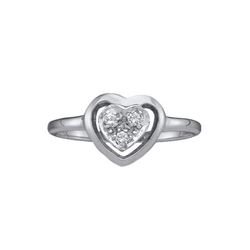 10KT White Gold 0.05CTW LADIES DIAMOND HEART RING