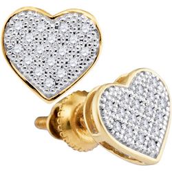 10KT Yellow Gold 0.10CTW ROUND DIAMOND MICRO PAVE HEART