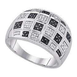 925 Sterling Silver White 0.19CTW-BLACK DIAMOND MICRO-P