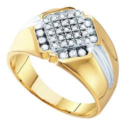 10K Yellow-gold 0.50CTW ROUND DIAMOND MENS CLUSTER RIN
