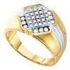 Image 1 : 10K Yellow-gold 0.50CTW ROUND DIAMOND MENS CLUSTER RIN