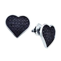 925 Sterling Silver White 0.24CTW DIAMOND HEART EARRING