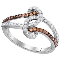 10KT White Gold 0.50CTW COGNAC DIAMOND FASHION RING