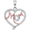 Image 1 : 10KT White Gold Two Tone 0.30CTW-Diamond MOM PENDANT