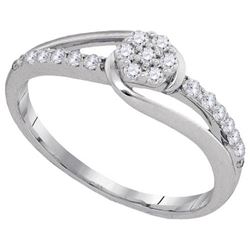 10KT White Gold 0.25CTW DIAMOND FLOWER RING