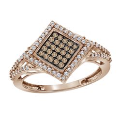 10kt Rose Gold Womens Round Red Color Enhanced Diamond