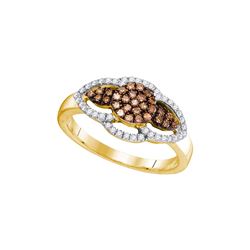 10kt Yellow Gold Womens Round Cognac-brown Colored Diam