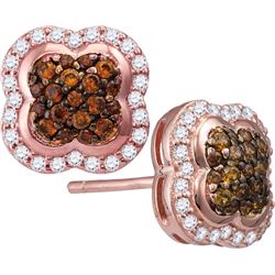 10kt Rose Gold Womens Round Cognac-brown Colored Diamon