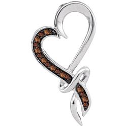10KT White Gold 0.10CTW COGNAC DIAMOND FASHION PENDANT