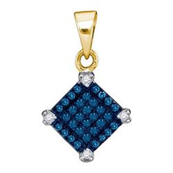 14K Yellow-gold 0.15CTW BLUE DIAMOND MICRO-PAVE PENDANT