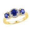 Image 1 : 10kt Yellow Gold Womens Round Lab-Created Blue Sapphire