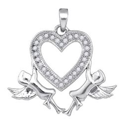 10KT White Gold 0.12CTW DIAMOND HEART PENDANT