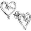Image 1 : 10KT White Gold 0.05CTW DIAMOND HEART EARRINGS