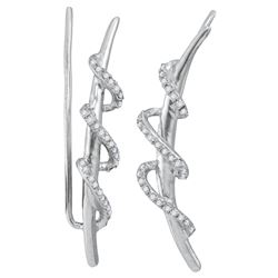 Sterling Silver Womens Round Diamond Spiral Climber Ear