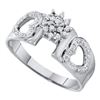 Image 1 : 10KT White Gold 0.10CTW  DIAMOND CLUSTER RING