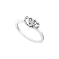 10kt White Gold Womens Round Natural Diamond Heart Love