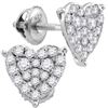 Image 1 : 10kt White Gold Womens Round Diamond Heart Cluster Stud
