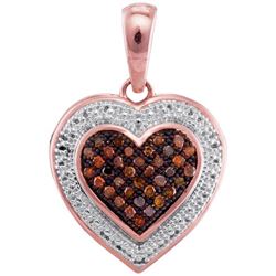 10KT Rose Gold 0.12CTW RED DIAMOND HEART PENDANT