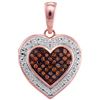 Image 1 : 10KT Rose Gold 0.12CTW RED DIAMOND HEART PENDANT