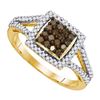 Image 1 : 10K Yellow-gold 0.50CTW COGNAC DIAMOND FASHION RING