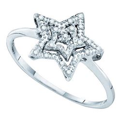 10KT White Gold 0.04CTW DIAMOND STAR RING