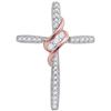 Image 1 : 10KT White Gold Two Tone 0.20CTW DIAMOND CROSS PENDANT